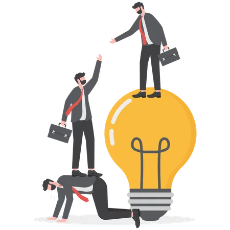 Businessman Is Helping His Team To Get Creative Idea Illustration