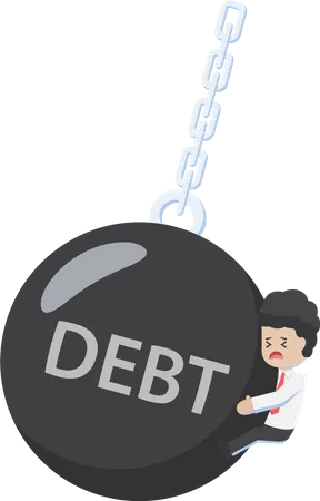 Businessman is Hit by Debt Illustration