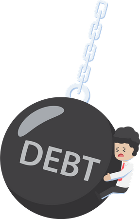 Businessman is Hit by Debt  Illustration