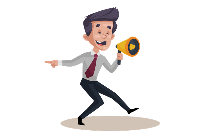 Businessman is holding a megaphone and Doing Marketing Illustration