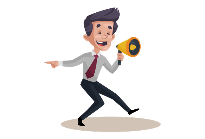 Businessman is holding a megaphone and Doing Marketing  Illustration