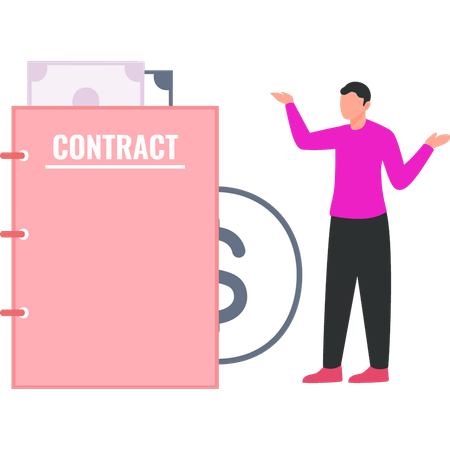 Businessman is holding contract notebook  Illustration