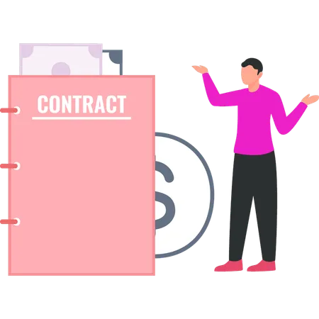 Businessman is holding contract notebook  Illustration