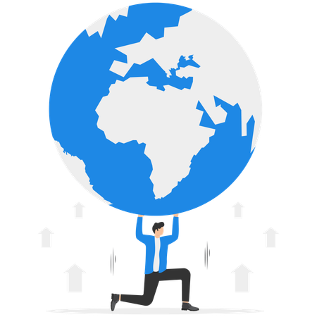 Businessman is holding up the globe  イラスト