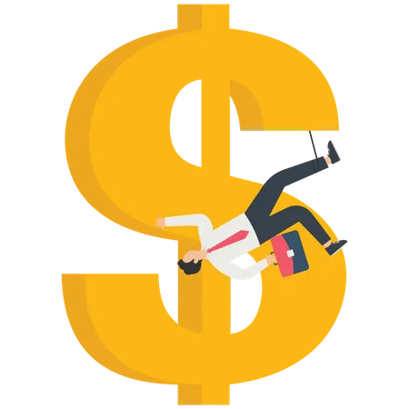 Businessman is hung on the dollar  Illustration