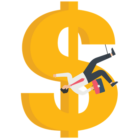 Businessman is hung on the dollar  Illustration