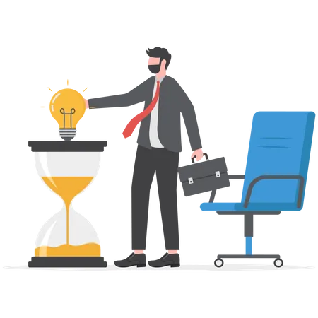 Businessman is implementing creative ideas to achieve goals  Illustration