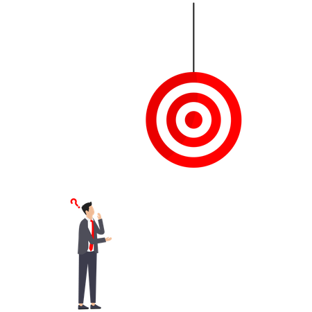 Businessman is in confusion regarding business target  Illustration