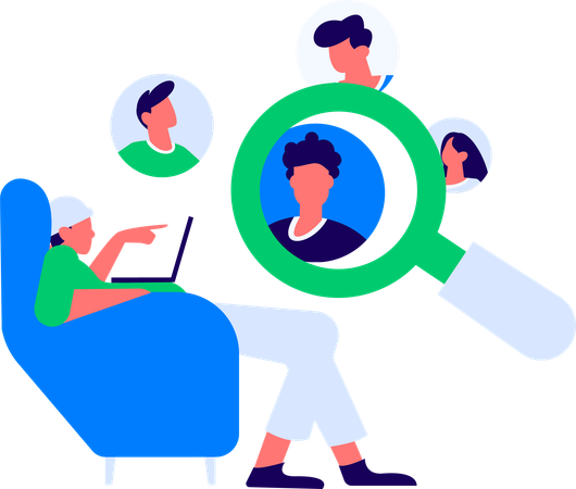 Businessman is in search of employee  Illustration