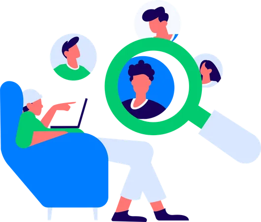 Businessman is in search of employee  Illustration