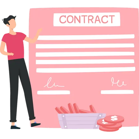 Businessman is looking at partnership contract  Illustration