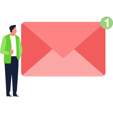 Businessman is looking at the mail notification  Illustration