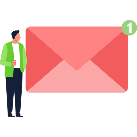 Businessman is looking at the mail notification  Illustration