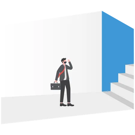 Businessman Standing Goes Out Of Comfort Circle For New Success Comfort Zone Concept Vector Illustrator Illustration