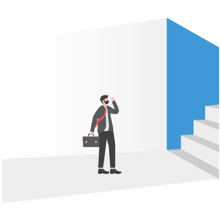 Businessman is looking in upward direction  Illustration