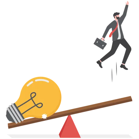 Businessman is maintaining balance with creative ideas  Illustration