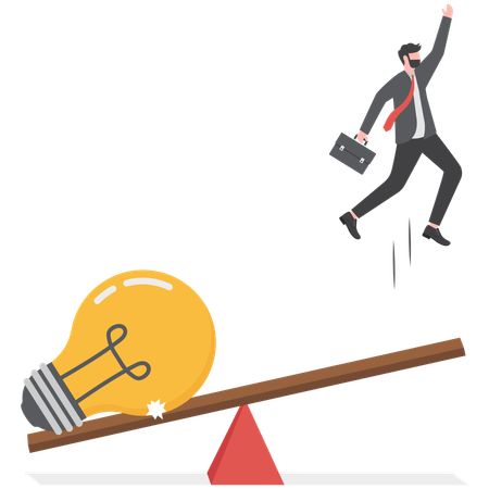 Businessman is maintaining balance with creative ideas  Illustration