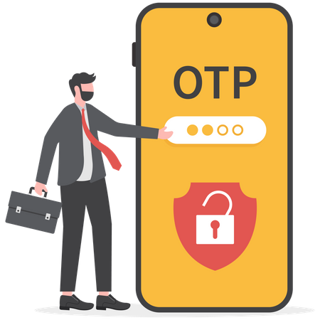 Businessman is making employees aware about OTP authentication  일러스트레이션