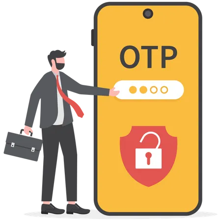 Businessman is making employees aware about OTP authentication  Illustration