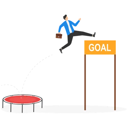 Businessman Is Making High Jump To Achieve His Goal Illustration