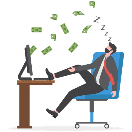 Businessman is making online money  Illustration