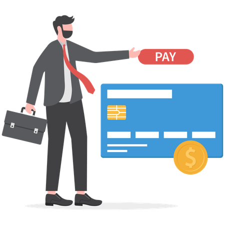 Businessman is making online payment  Illustration
