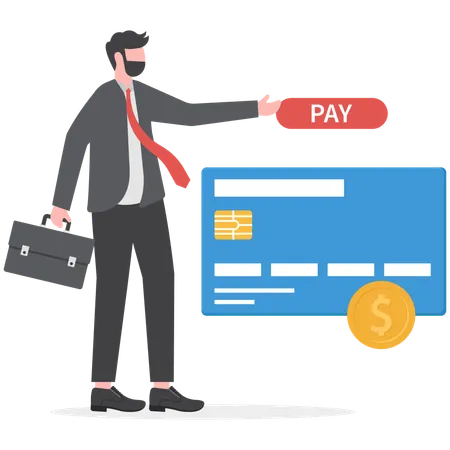 Businessman Is Making Online Payment Illustration