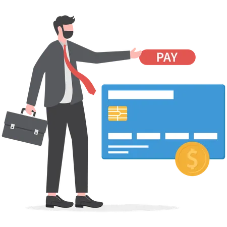 Businessman is making online payment  Illustration