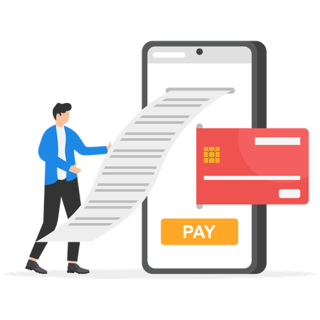 Businessman is making online payment  Illustration