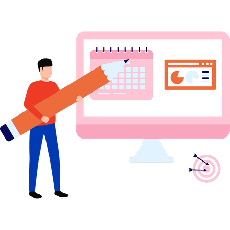 Businessman is making schedule  Illustration