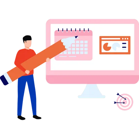 Businessman is making schedule  Illustration