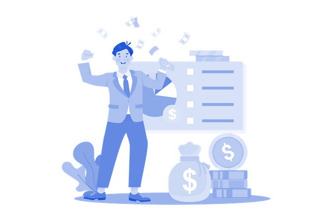 Businessman is managing his finances  Illustration