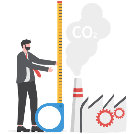 Businessman is measuring carbon dioxide emission  Illustration