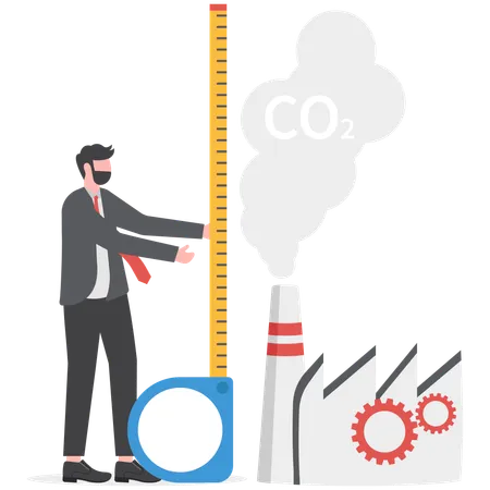 Businessman is measuring carbon dioxide emission  Illustration