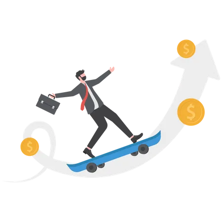 Businessman is moving forward in his business  Illustration