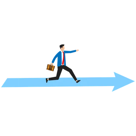Businessman is moving in success direction  Illustration