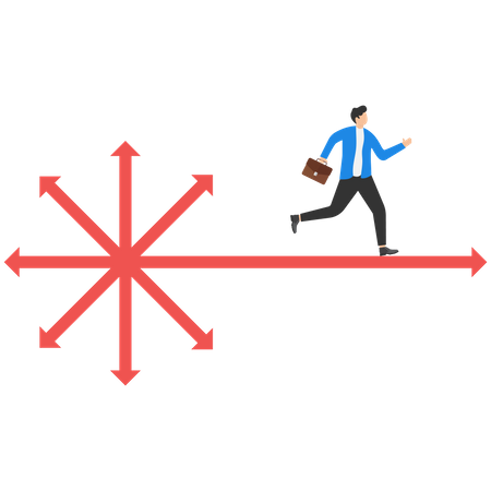 Businessman is moving towards his business goals  Illustration