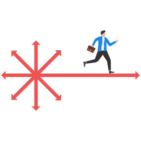 Businessman is moving towards his business goals  Illustration