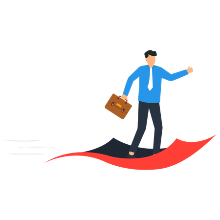 Businessman is moving towards his goals  Illustration