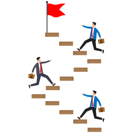 Businessman is moving towards his target  Illustration