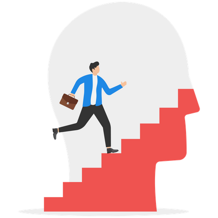 Businessman is moving towards success paths  Illustration