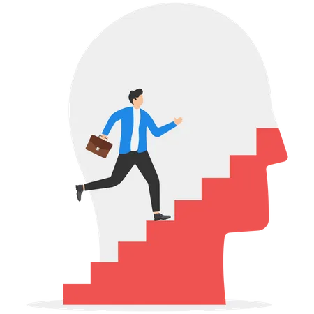 Businessman is moving towards success paths  Illustration