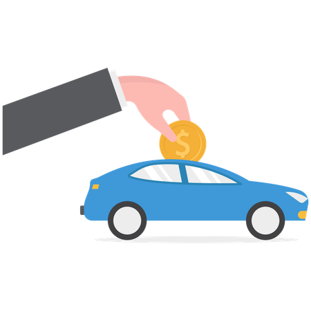 Businessman is paying car insurance  Illustration