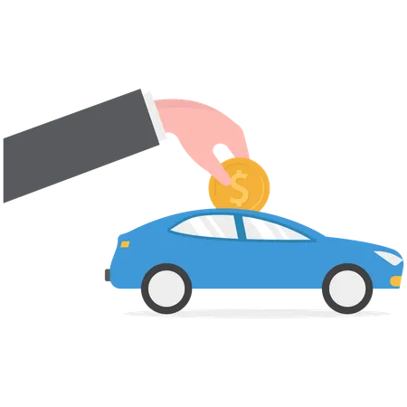 Businessman Is Paying Car Insurance Illustration