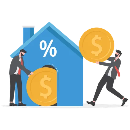 Businessman is paying his home loan  Illustration