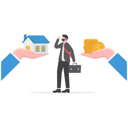 Businessman is paying his home loan  Illustration