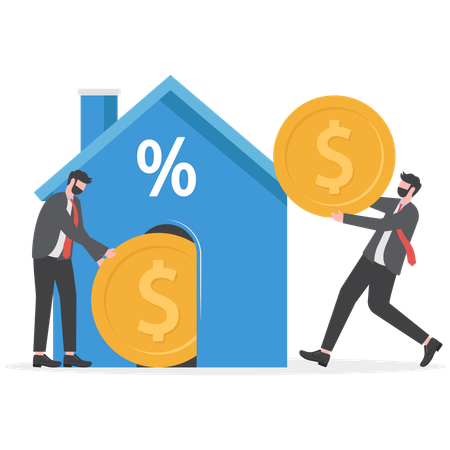 Businessman is paying his home loan  Illustration