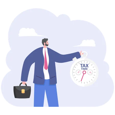 Businessman Pointing At Tax Time Tax Concept Illustration