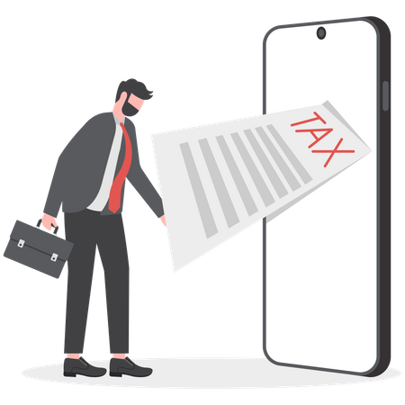 Businessman is paying online income tax  Illustration