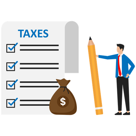 Businessman is paying taxes  Illustration